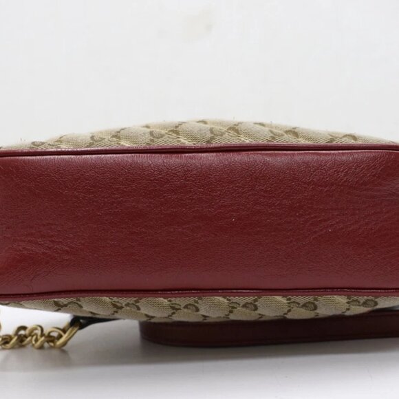 Gucci GG Marmont Small Red Shoulder Bag Diagonal Quilted GG Canvas - Picture 15 of 16